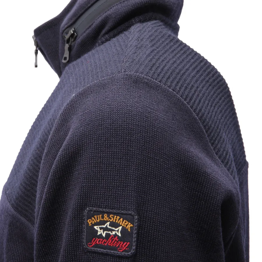 0242AF maglione jacket uomo PAUL & SHARK blu wool fullzip sweater man