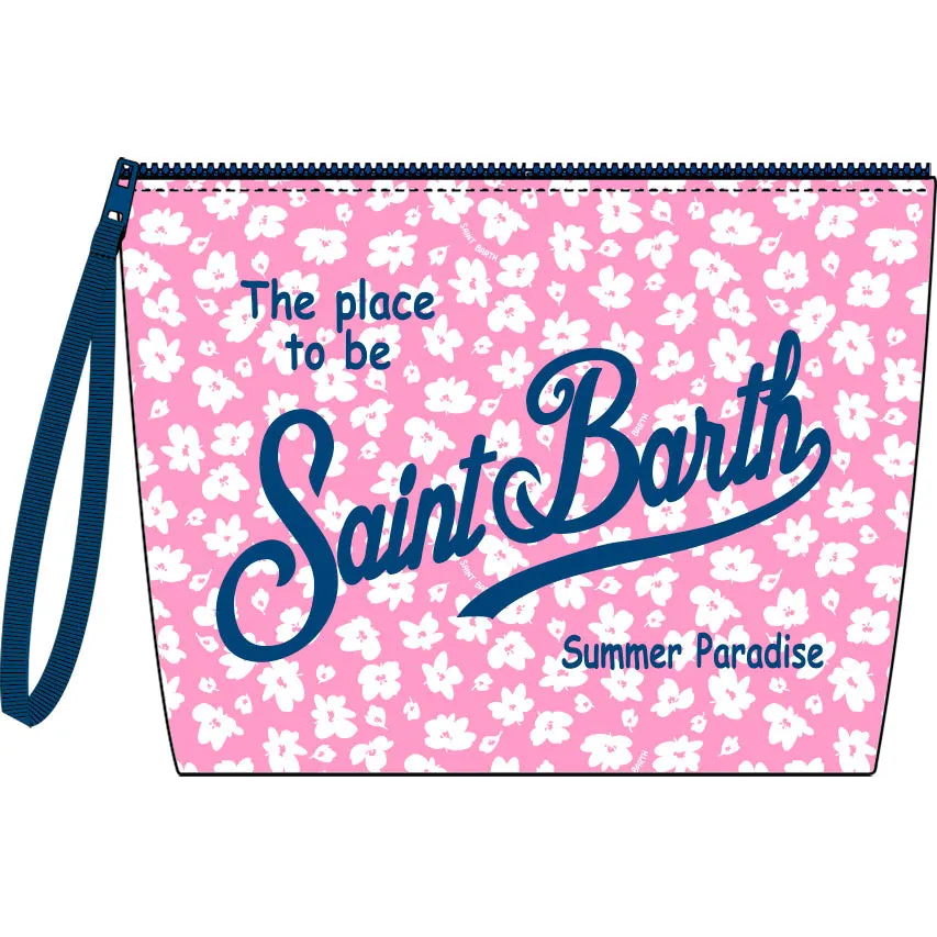 Aline clutch bag in Scuba with Print / Pink