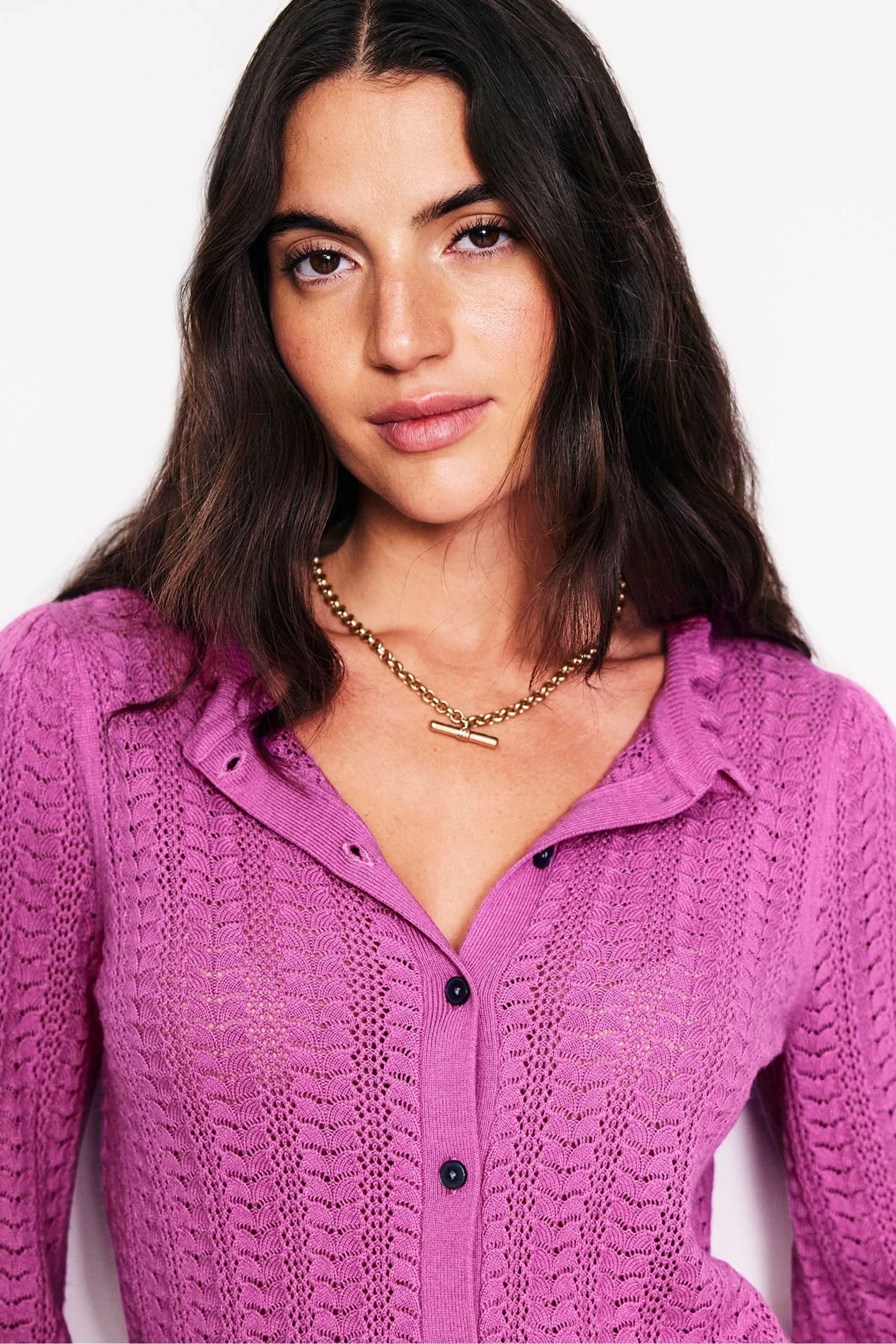 Boden Tia Pointelle Frilled Cardigan    