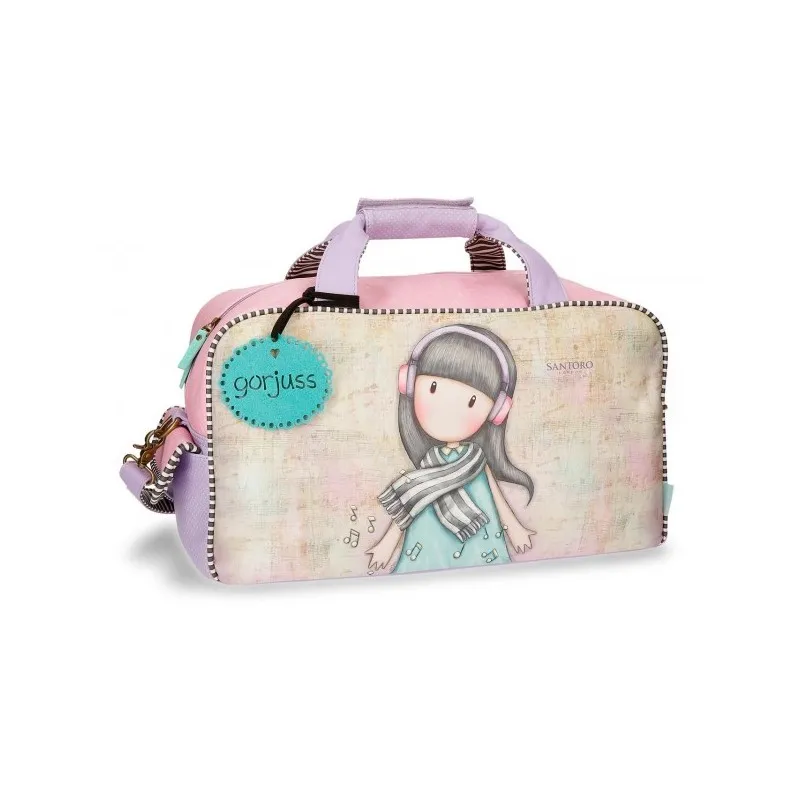BORSA DA VIAGGIO LOST IN MUSIC GORJUSS SANTORO LONDON ORIGINAL 45X25X25CM ROSA/LILLA SFUM.IDEALE PER PISCINA E PALESTRA