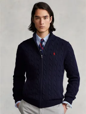 Cardigan a Trecce con Zip Blu