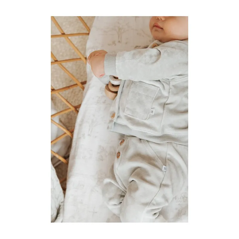 Cardigan con orecchie in velluto grigio ghiaccio Bamboom