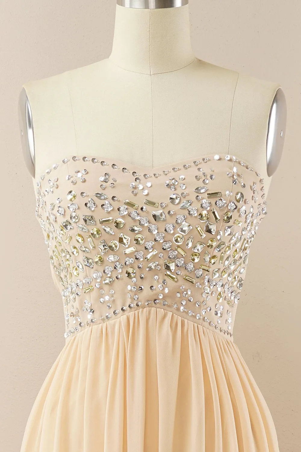 Champagne tesoro una linea Chiffon Prom Abito