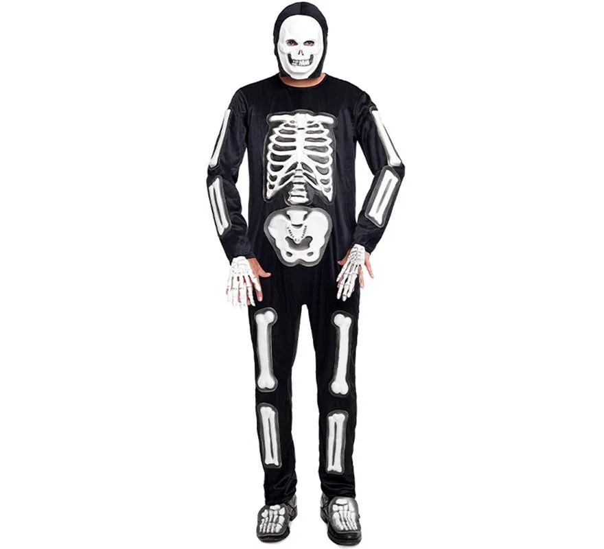 Costume da scheletro completo bianco per uomo