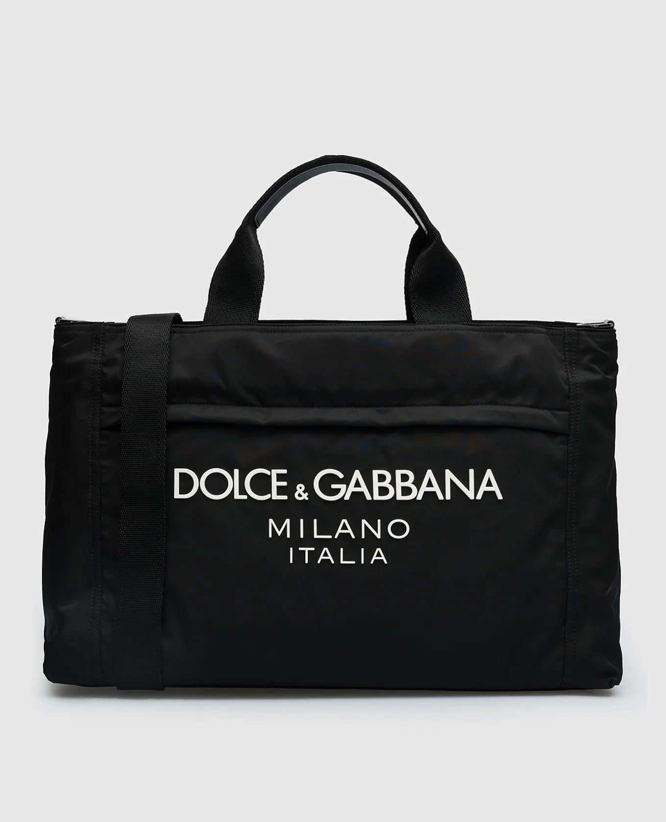 Dolce&Gabbana Borsa da viaggio nera con logo a contrasto BM2125AG182