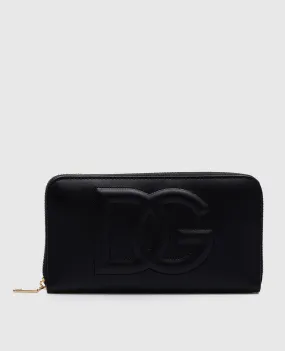 Dolce&Gabbana Portafoglio in pelle nera con logo DG testurizzato BI0473AG081
