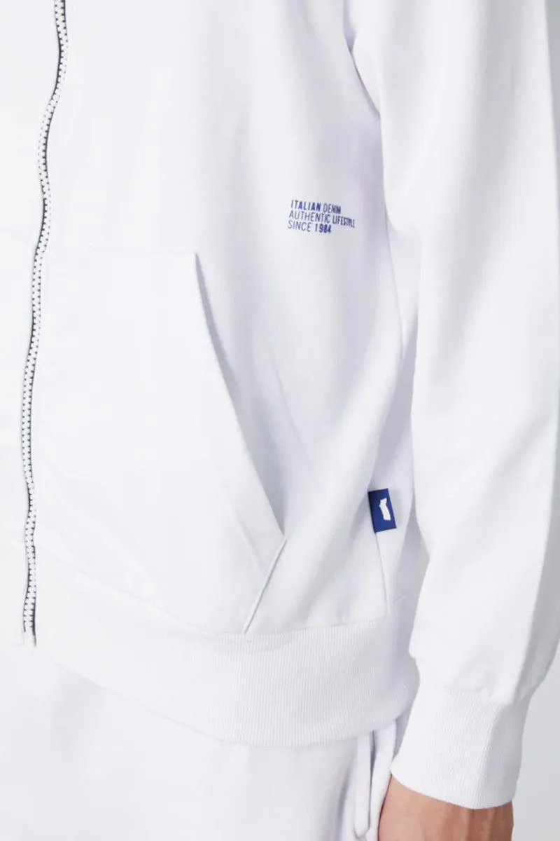 Felpa full zip in cotone uomo Bianco