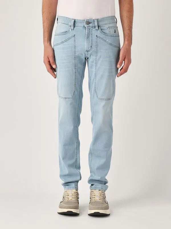 Jeans uomo Jeckerson John in cotone elasticizzato slim-fit con logo ricamato Denim Chiaro