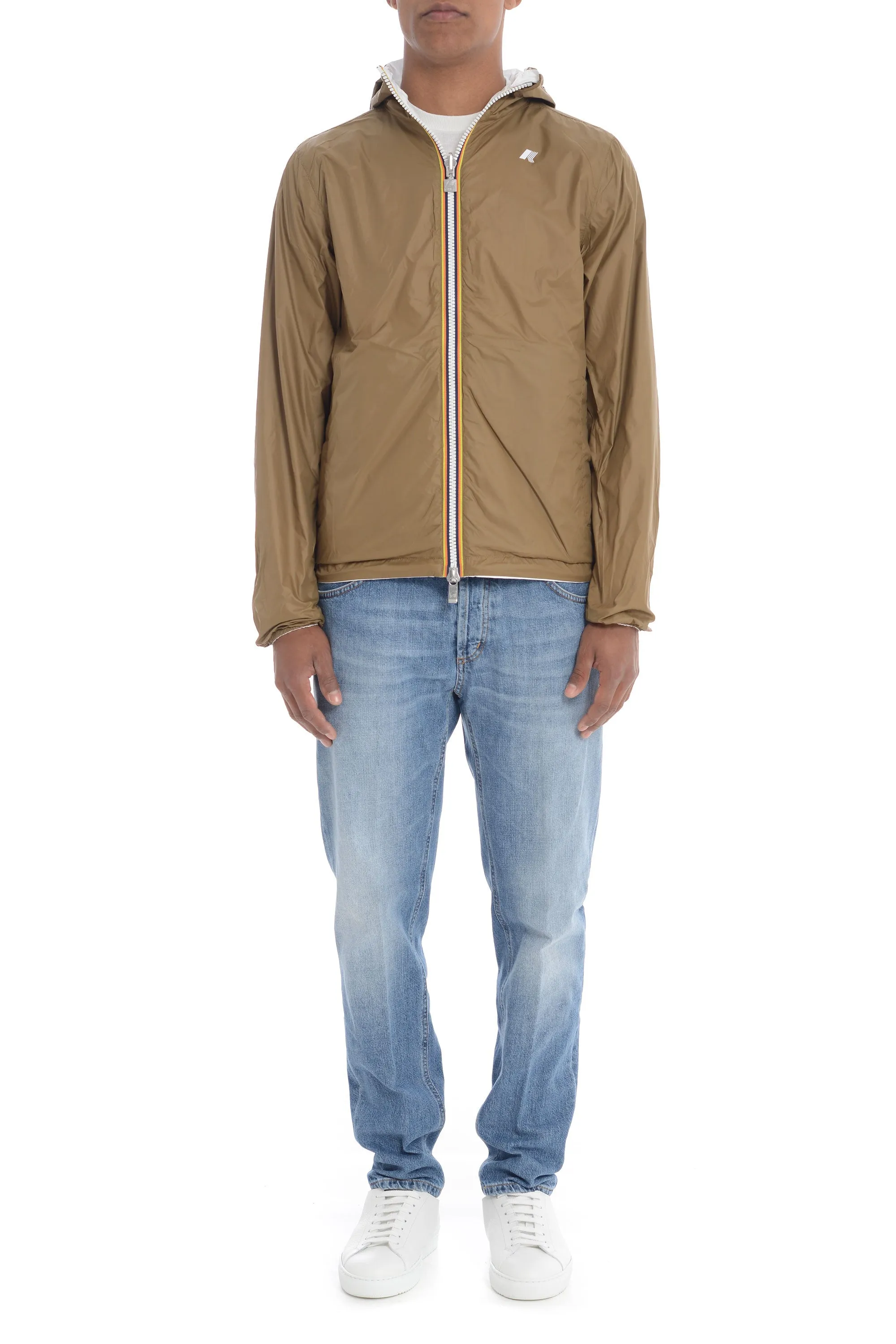 K-way Giubbotto Bianco-Marrone Uomo Jake Plus.2 Reversibile