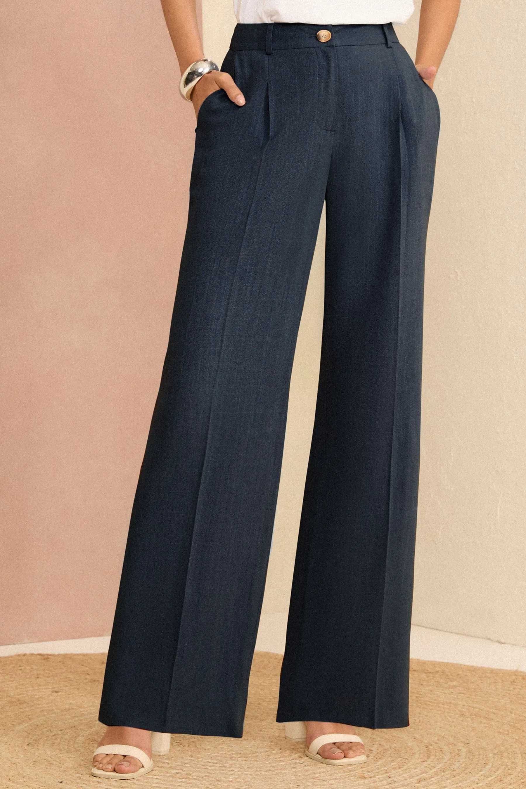 Love & Roses Sartoriale Pantaloni ampi in lino