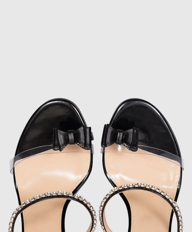 Mach&Mach Sandali Petite Cadeau in vernice nera con cristalli S069895PAT