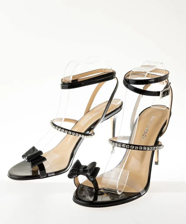 Mach&Mach Sandali Petite Cadeau in vernice nera con cristalli S069895PAT
