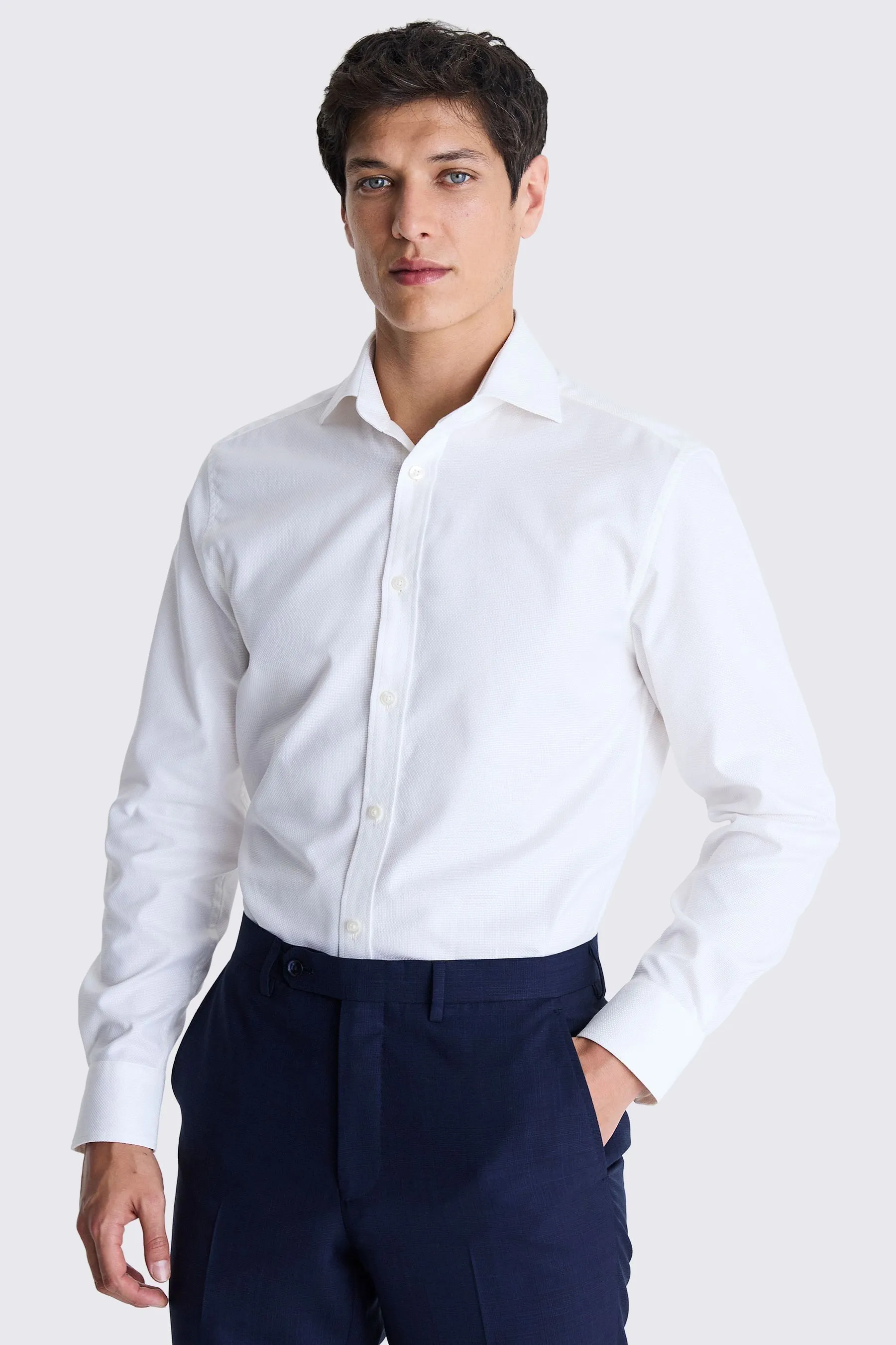 MOSS Camicia Dobby con polsino singolo 100% cotone    