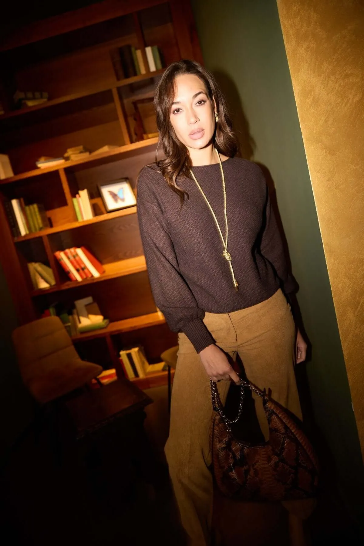 Pantaloni con tasche in velluto a coste CAMMELLO