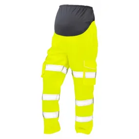 Pantaloni di col. Colore giallo Leo Workwear CM01-Y, 82 → 98cm per donna, Alta visibilità, antimacchia,