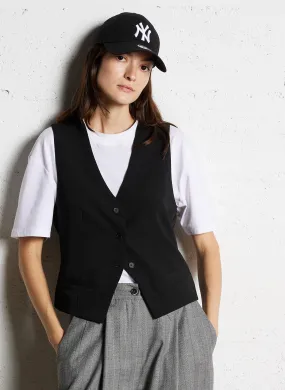  PLEASE   Cardigan senza maniche con collo a V | Nero