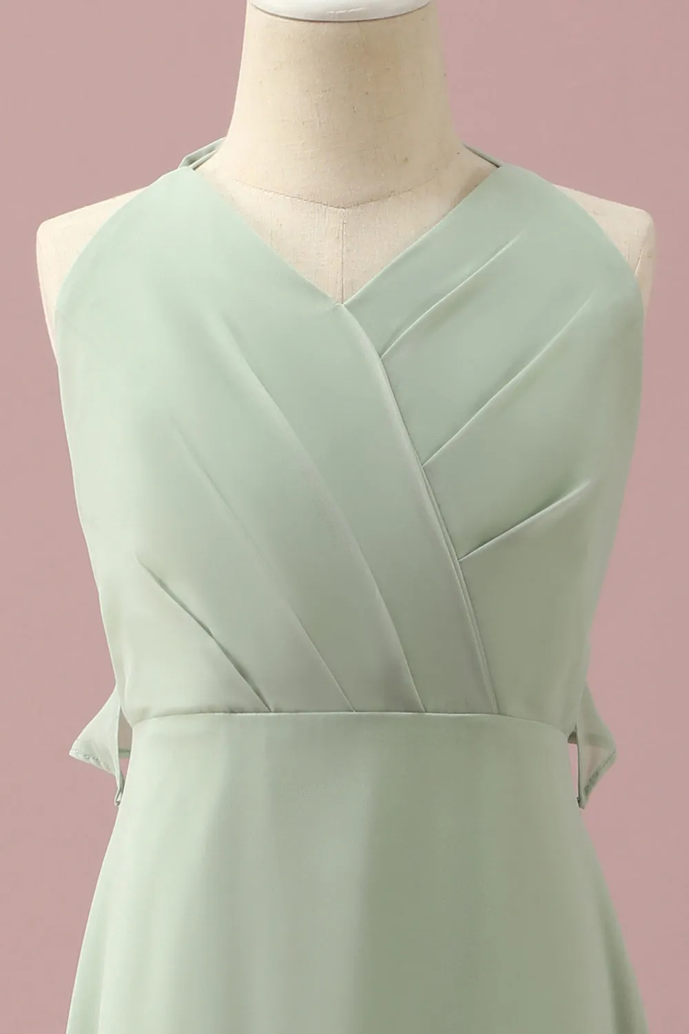 Sage Halter Chiffon A-Line Junior Abito da damigella d'onore