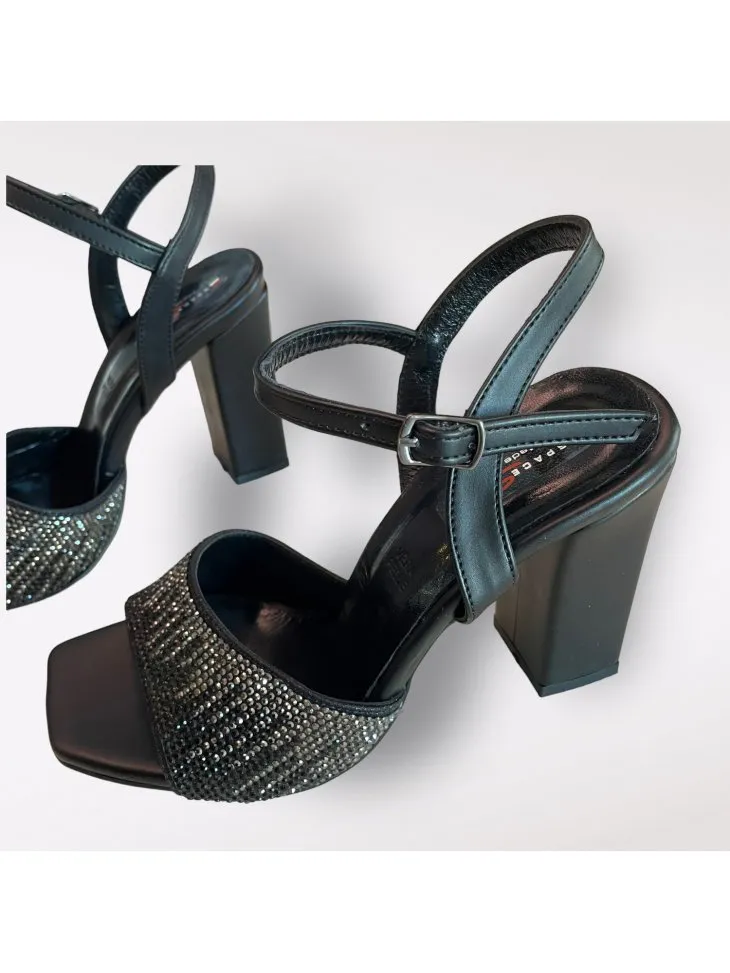 SANDALO FASCIA LARGA STRASS T.ALTO LARGO