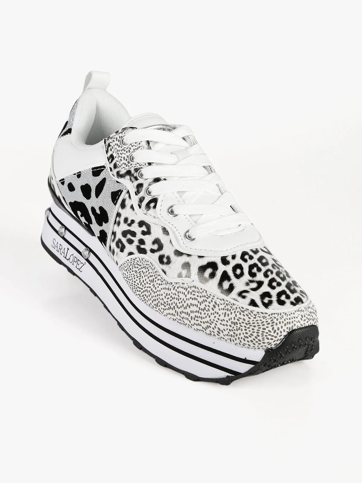 Saralòpez Baskets femme animalier à plateforme