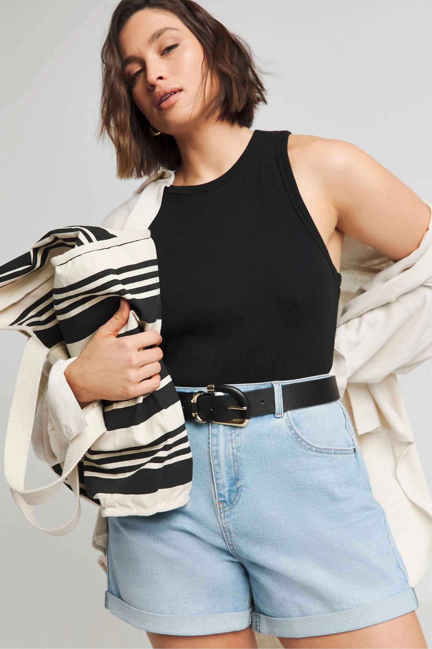 Simply Be Mom Roll Hem Denim Shorts    