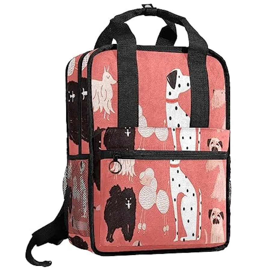suojapuku Zaino casual per uomo e donna Zaino classico di base,cartone animato tetto shund pug cucciolo di cane,Zaino universita
