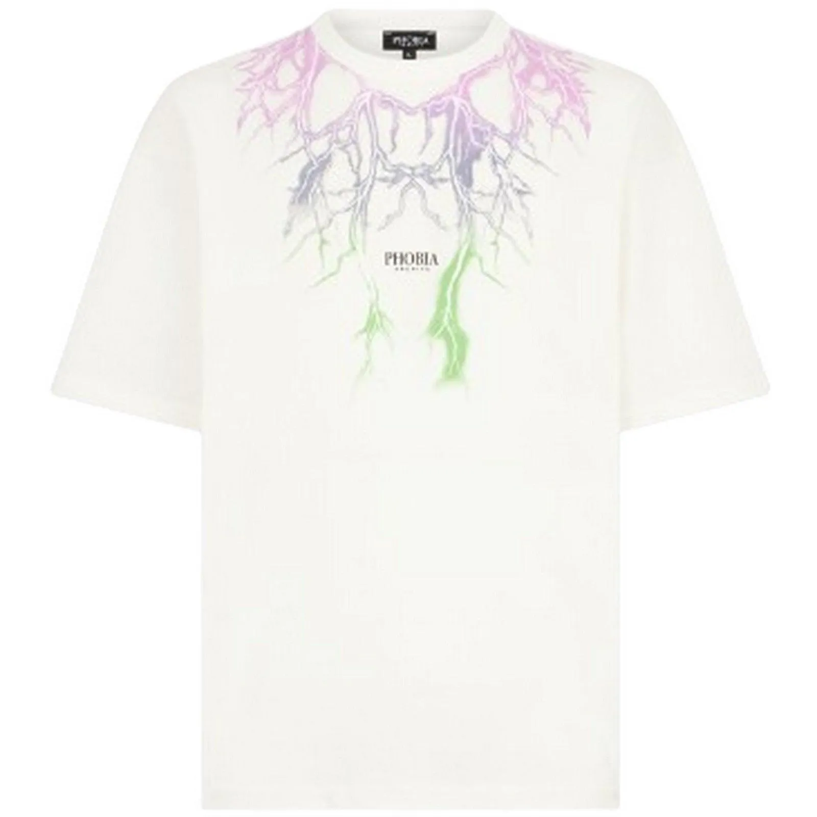 T-shirt Uomo Phobia - White T-Shirt With Bicolor Lightning Print - Bianco