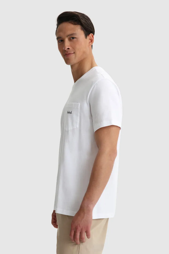 T-shirt with pocket and embossed logo / White