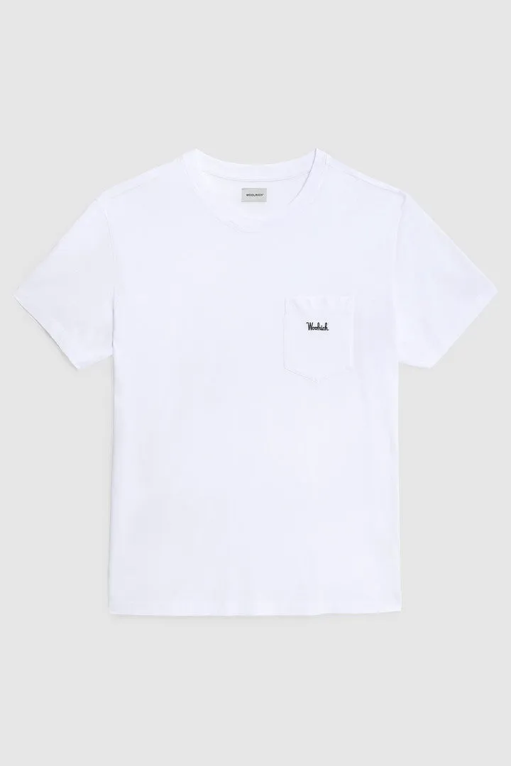 T-shirt with pocket and embossed logo / White