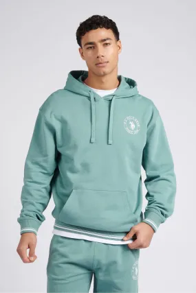 U.S. Polo Assn. Uomo Blu - Felpa classica con Stampa circolare e cappuccio