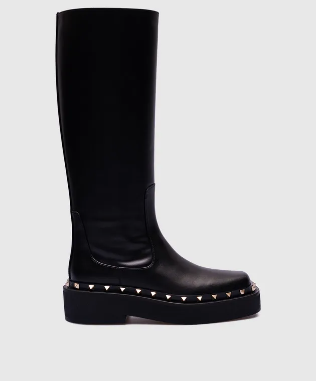 Valentino Stivali Rockstud in pelle nera 3W2S0HD8RPX
